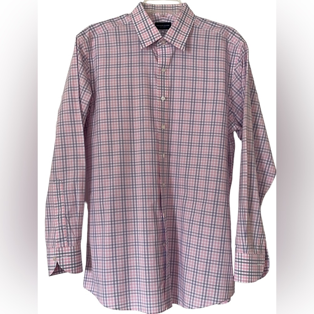 PROPER CLOTH CUSTOM LONG SLEEVE OXFORD SHIRT Blue Pink White Plaid